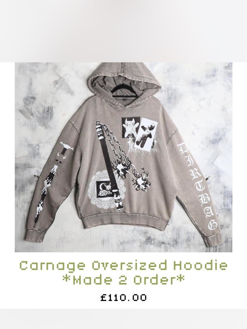 Carnage Oversized Hoodie - Gray